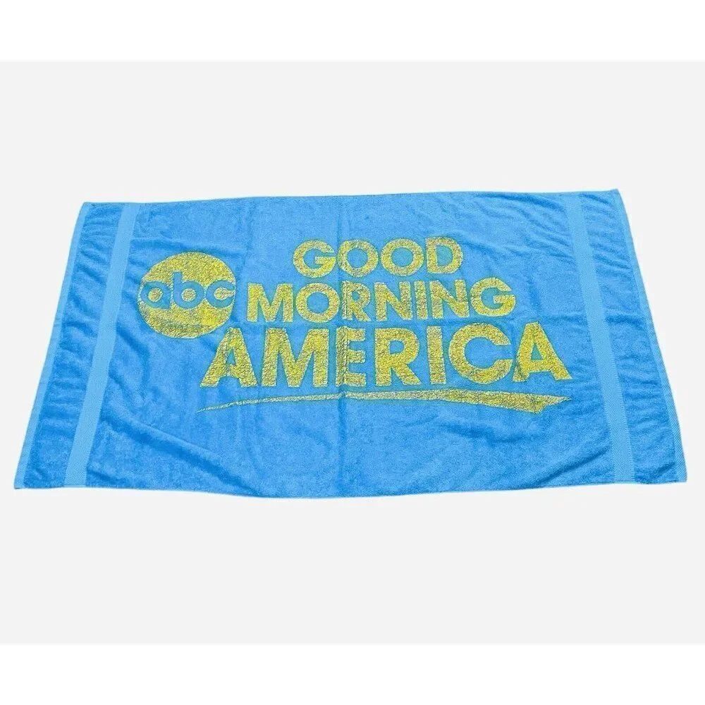 RARE Good Morning America Blue Cotton Beach Towel 60 x 35 ABC Logo Terry Town